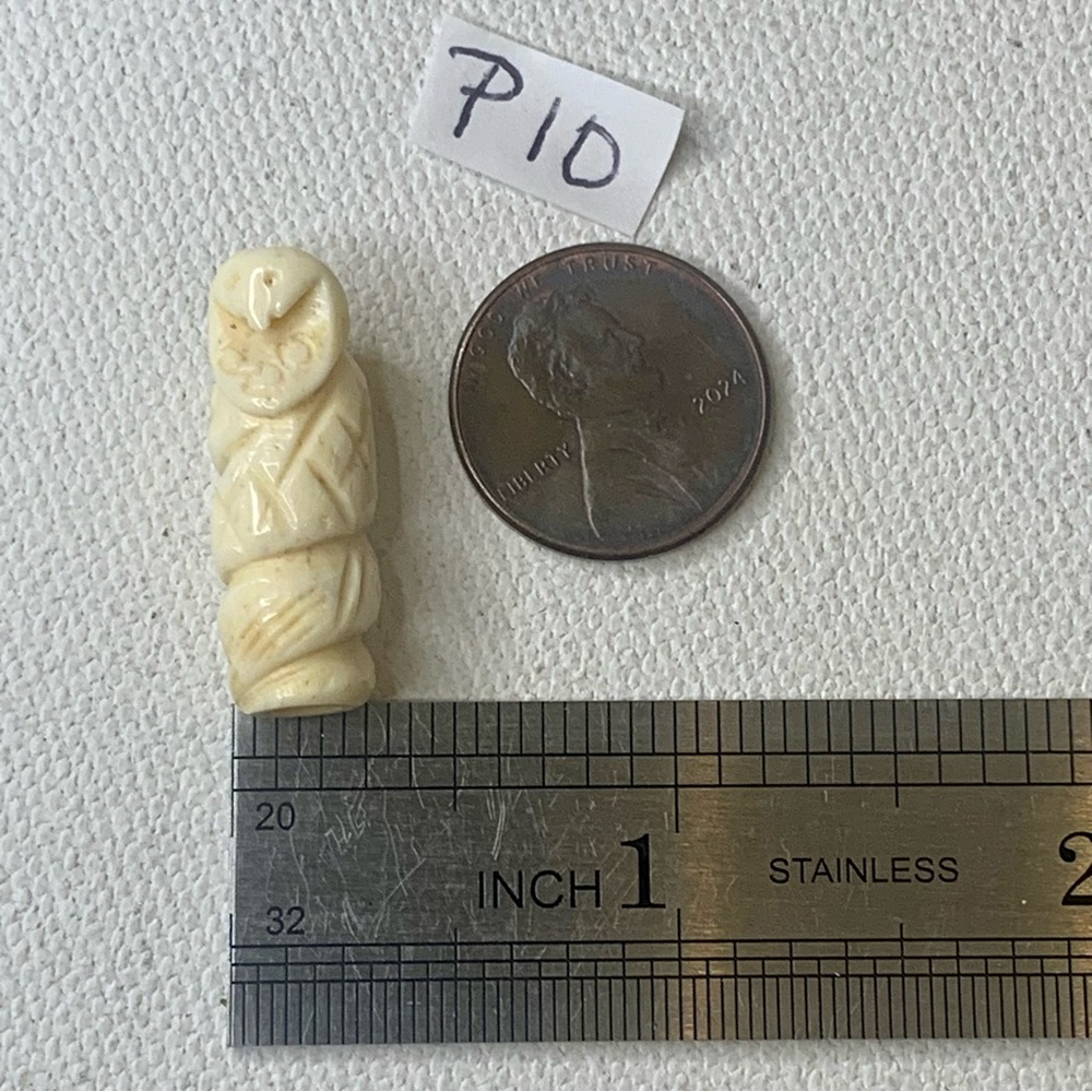 Hand Carved Snake Bone Bead Top Drilled Detailed Coiled Cobra Animal Carving 1" - Picture 16 of 16